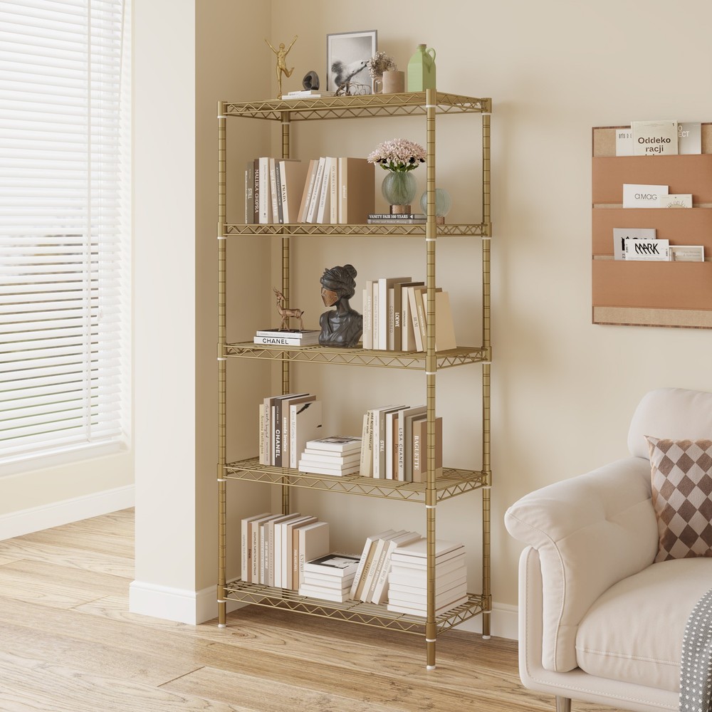 five-layer display stand without wheels with adjustable feet