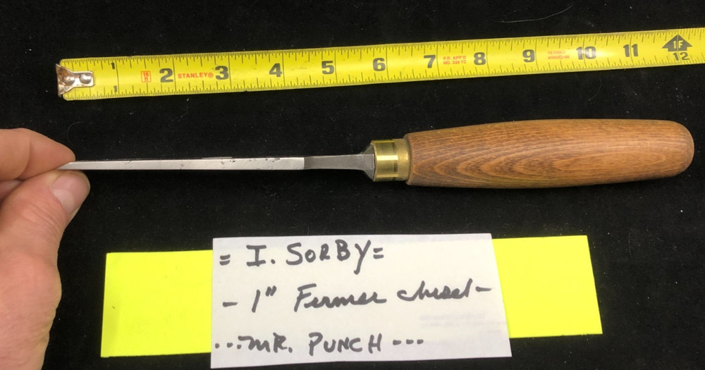 I. SORBY 1 " Tang Chisel-New Beech Handle-Mr. Punch-