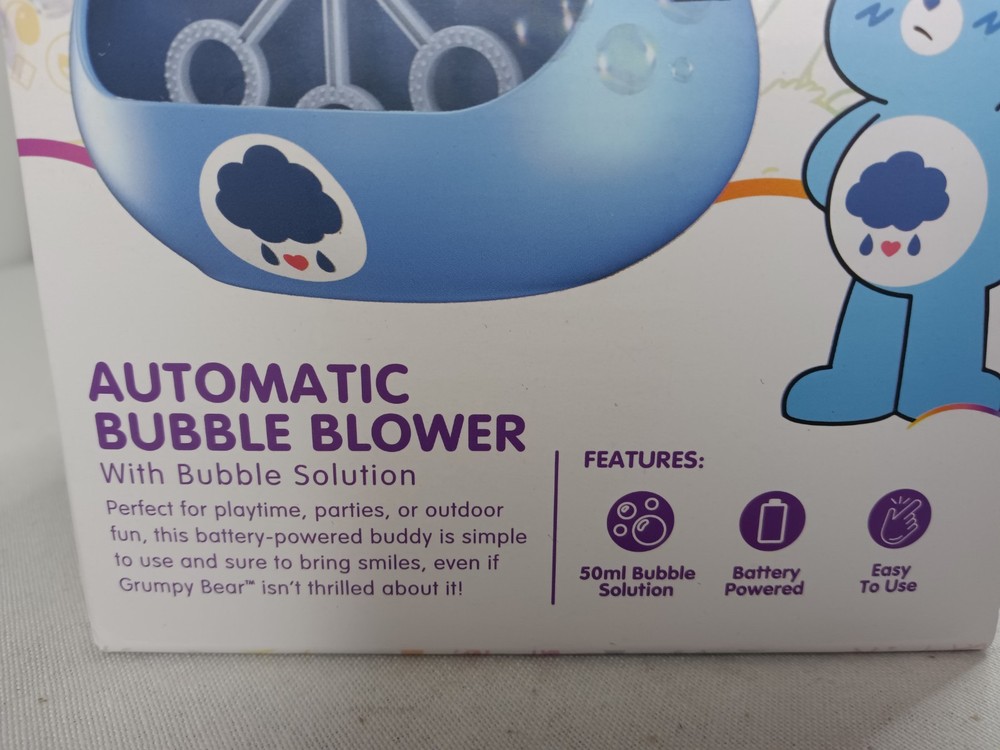 Care Bears Grumpy Bear Automatic Bubble Machine – Includes Bubble Solution