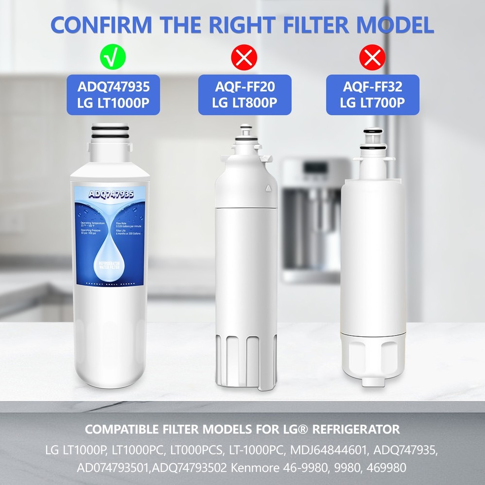 4 PACK Refresh Refrigerator Ice Water Filter For LG LT1000P ADQ747935 Brand New