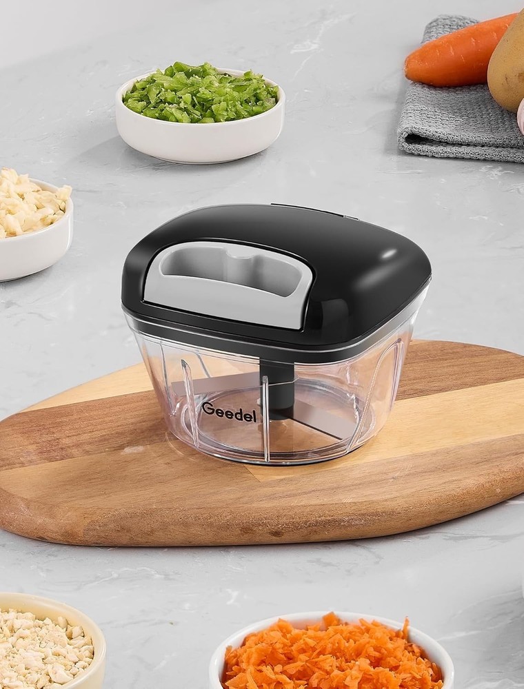 Manual Food Processor Vegetable Cutter, Pull Chopper with String, Food Choppe...