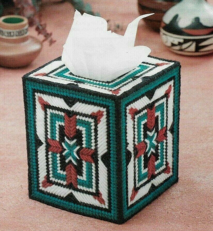 NEW MEXICO TISSUE BOX COVER HOME DECOR PLASTIC CANVAS PATTERN INSTRUCTIONS