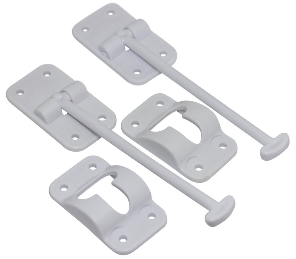 2 sets - 6" T-Style Door Catch Latch Holder RV Camper Trailer Cargo Hatch White