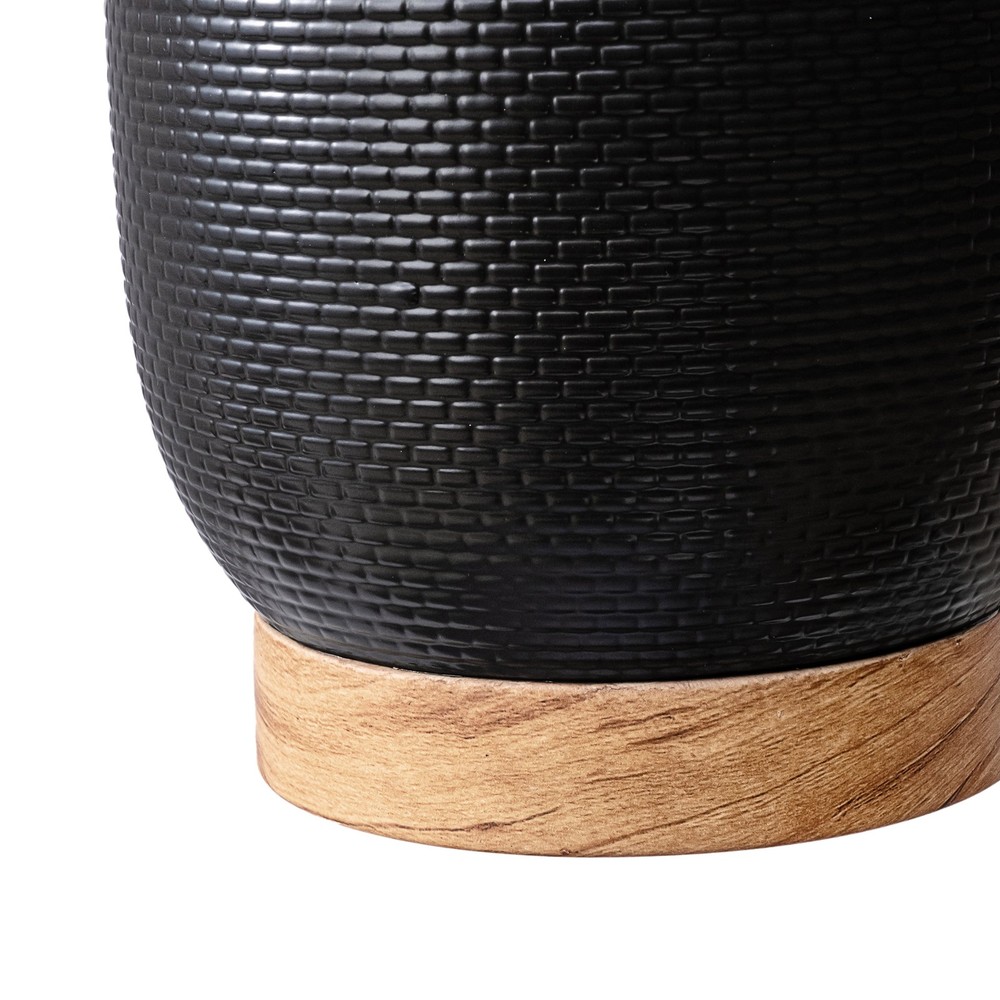 8 inch Channing Woven Black Ceramic Planter