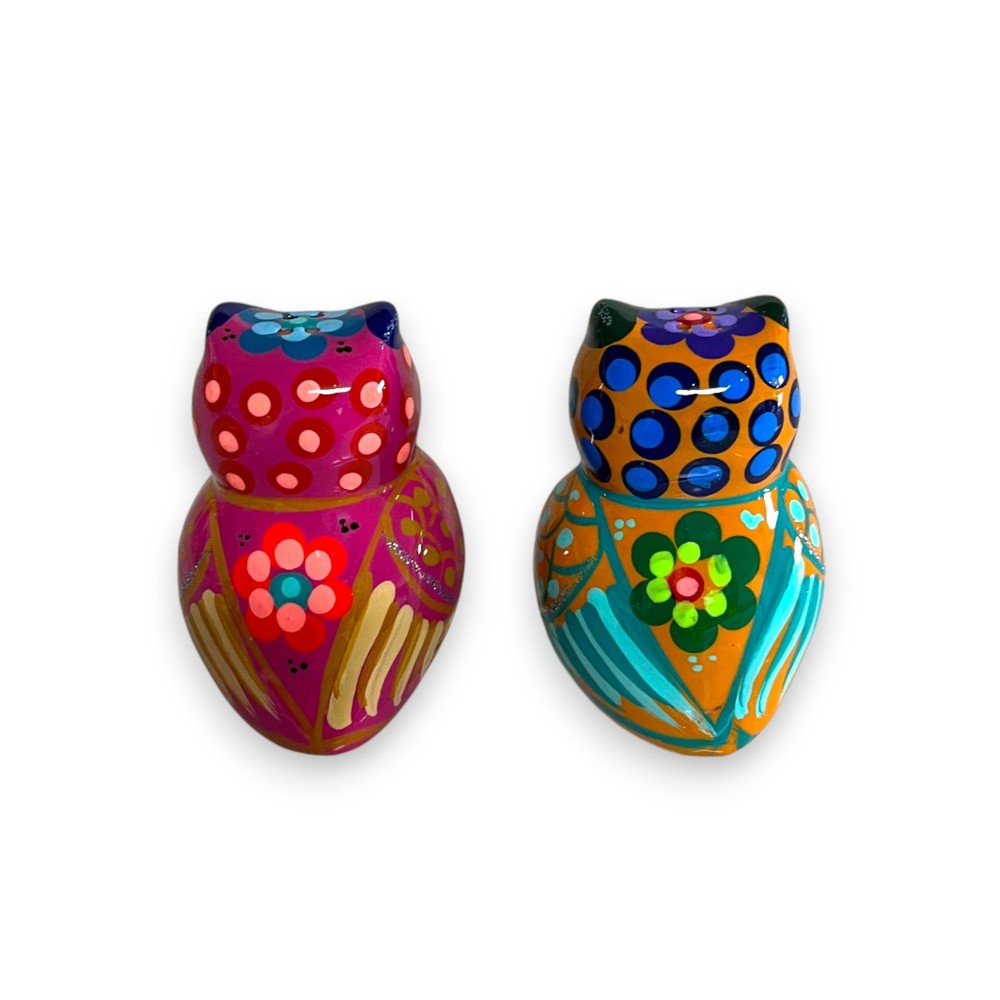 Hand-Painted Mexican Owl Salt & Pepper Set | Ceramic Table Art