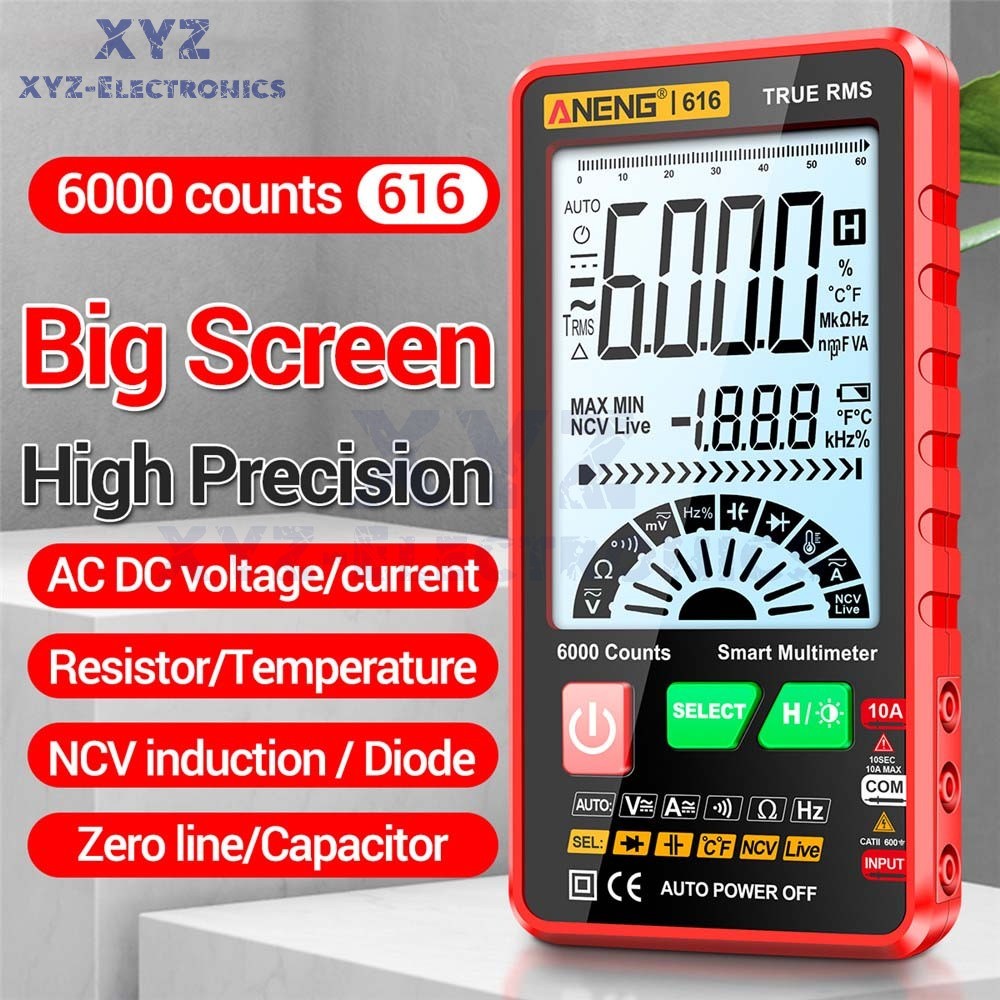 ANENG 616 Backlight Digital Multimeter 6000 Counts AC/DC Voltage Current Meter