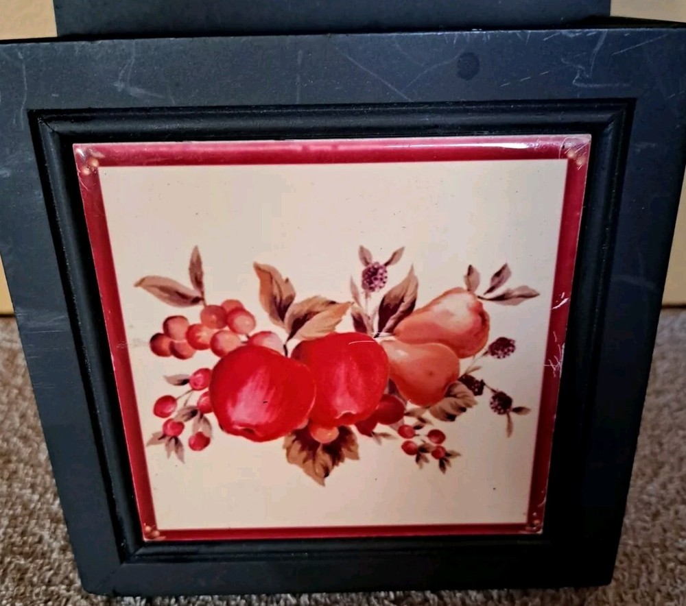 Vintage Fruit Tile Letter Mail Organizer Wall Mount