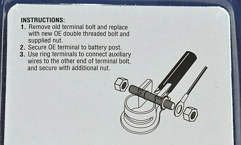 2 Top Post Battery 1/4-20" Double Threaded Terminal Bolts For Add On Accessory