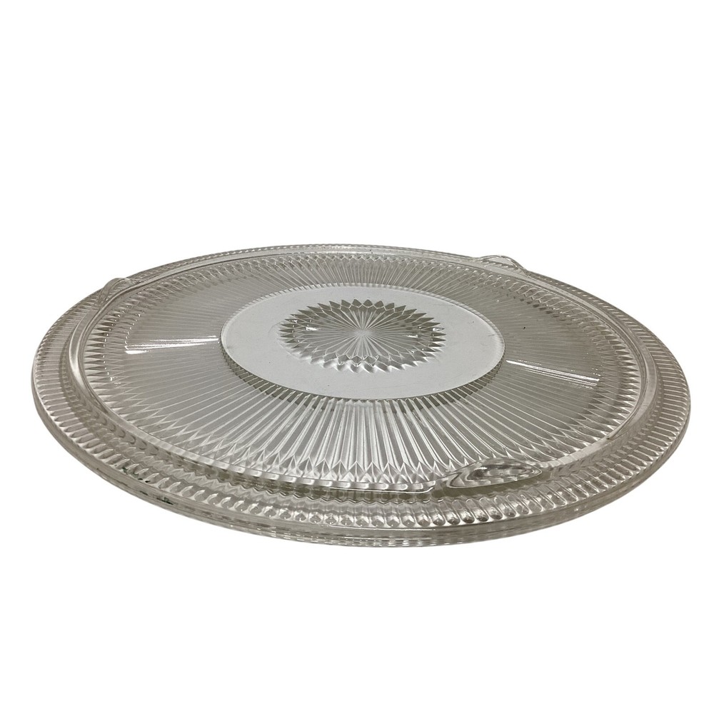 Clear Pressed Glass Platter Starburst