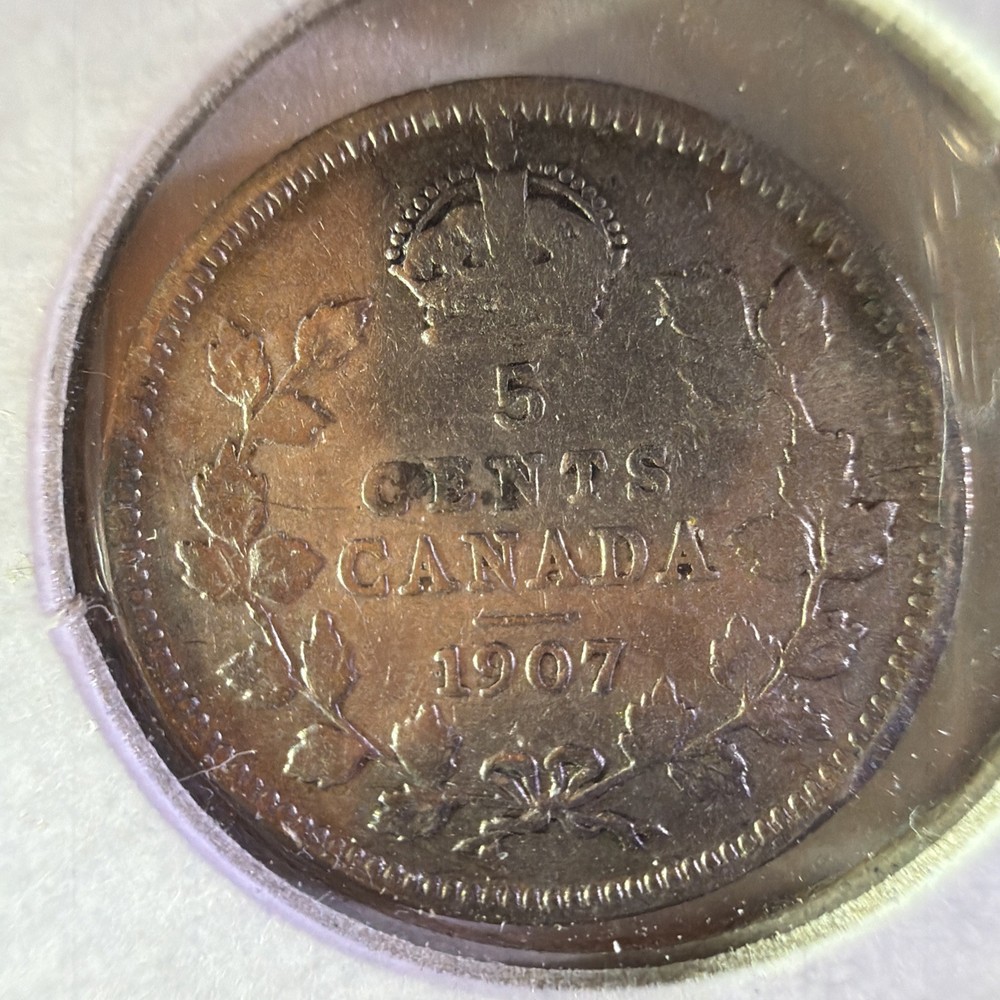 1907 Canada - 5 Cent Coin - .925 Silver Five Cent- 275