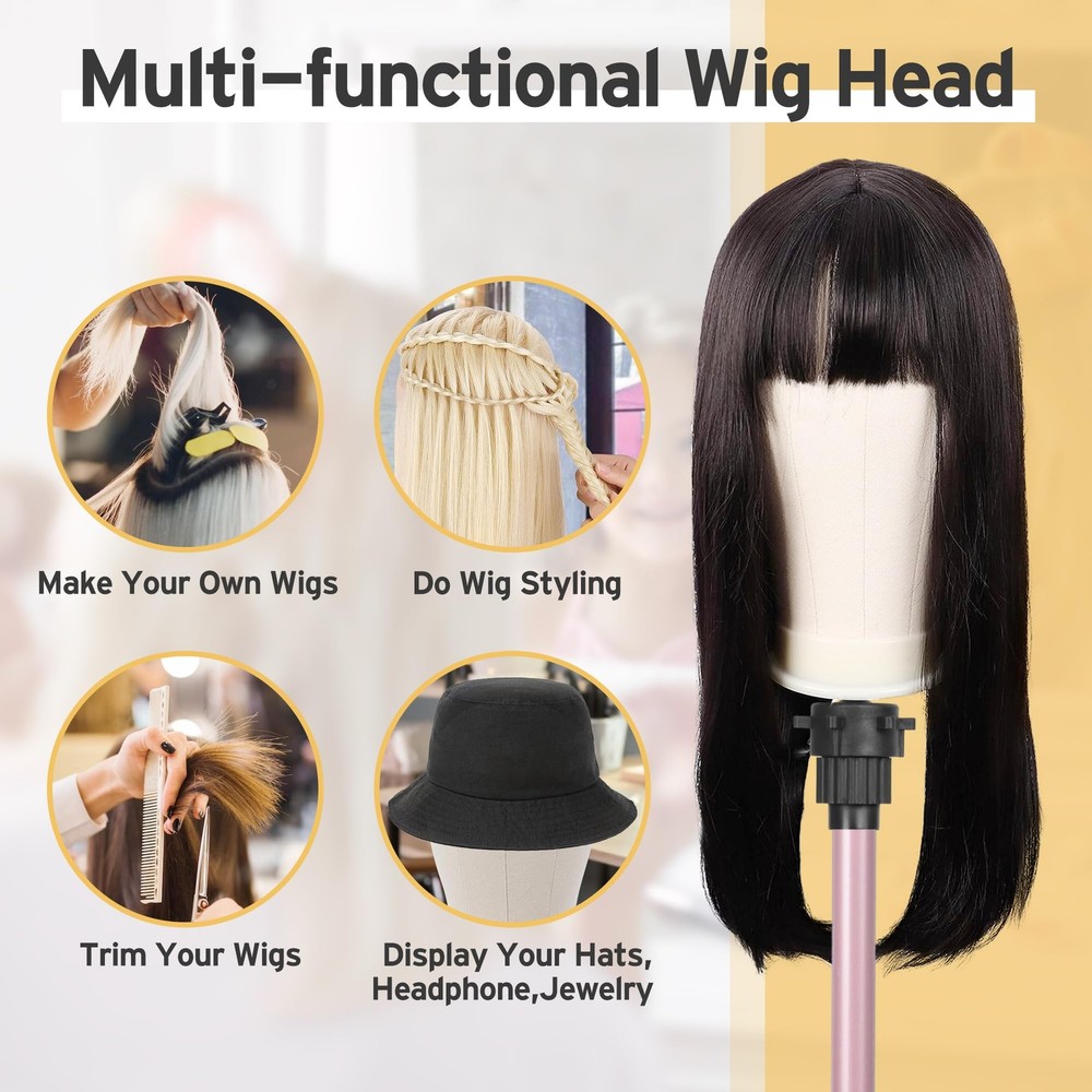 Mannequin Stand with Head for Desktop, Rose Golden