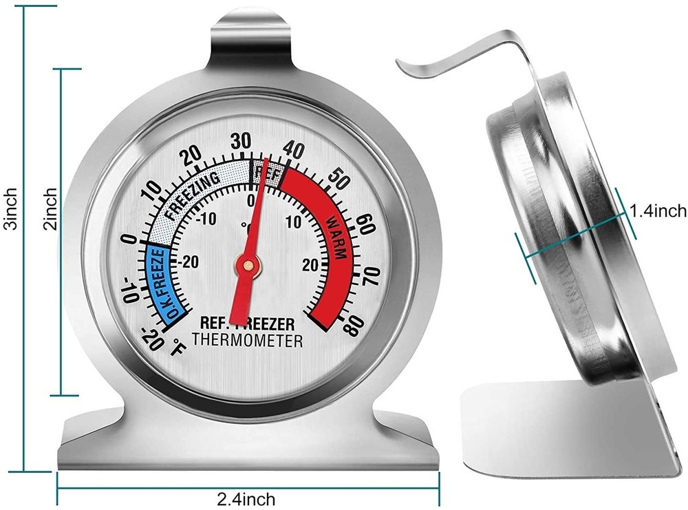 3-Pack Refrigerator Thermometer, Large Dial Freezer Thermometer,Classic Serie...