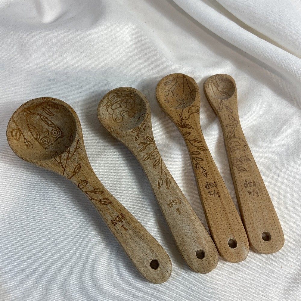 Talisman Designs 4pc Beechwood Measuring Spoon Set - Nature Design
