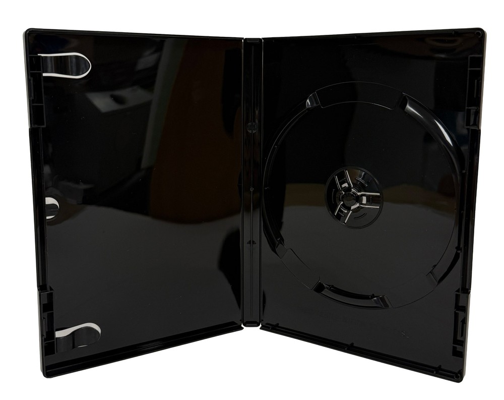100 STANDARD Solid Shiny Glossy Black Single DVD Cases 14MM & 100 Matte Inserts