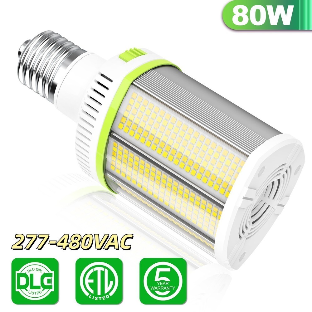 LED Corn Light Bulb 277-480VAC 80/64/48W Adjustable E39 Base 5700/5000/4500K