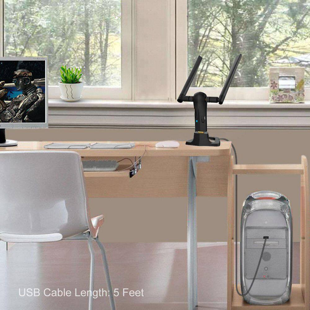 USB Wifi Adapter Network Adapter Black 1-Pack 1200Mbps Long Range Wireless Adapt