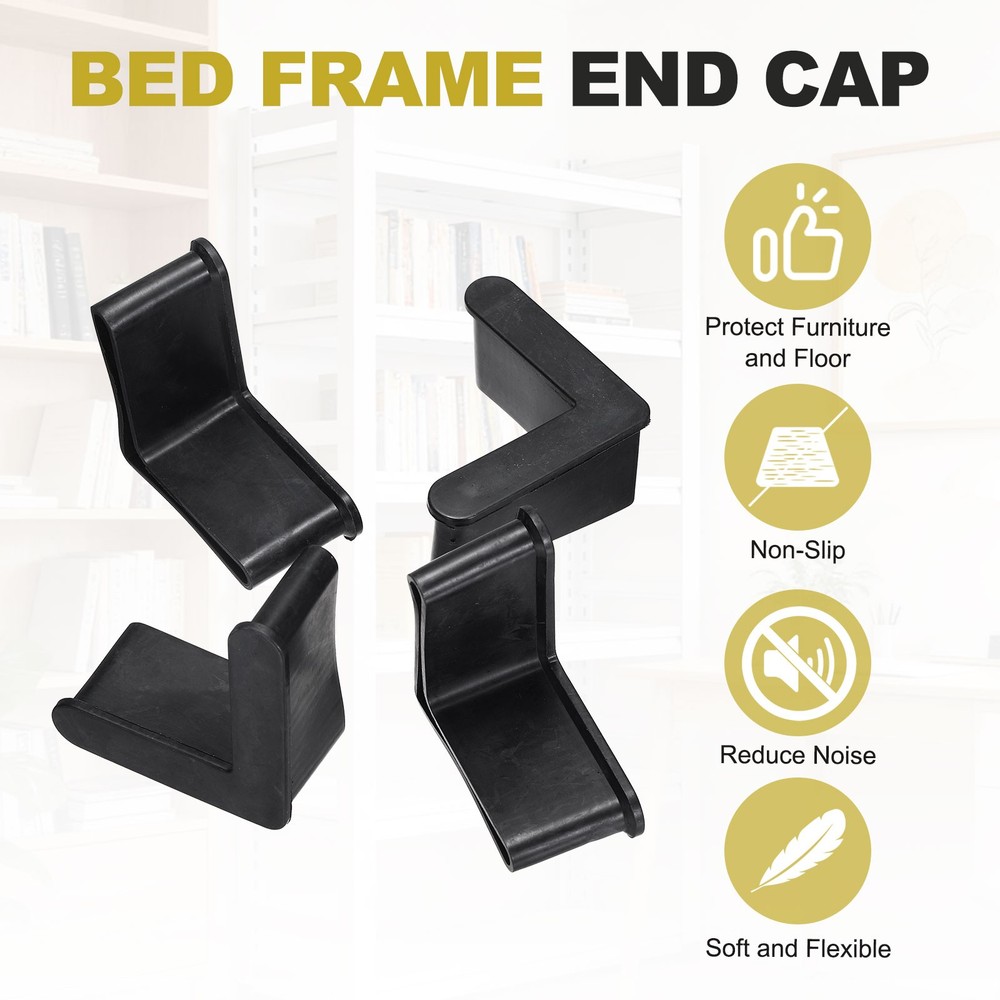 8Pcs 1" Bed Frame End Caps, Angle Iron Foot Pad Leg Protector, Black