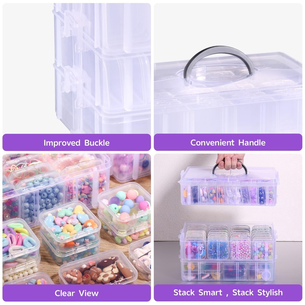 Funtopia Bead Organizers and Storage, 56 Pcs Small 1.Medium, Transparent