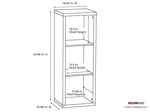 ClosetMaid 3-Cube Storage Shelf Organizer Bookshelf w/ Back Panel - Easy Assembl