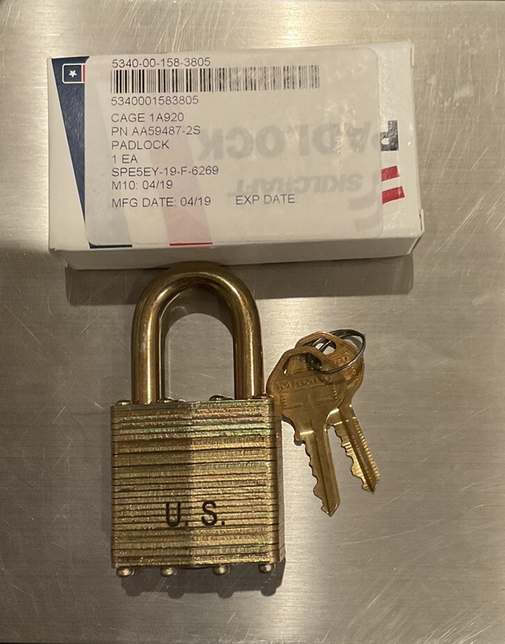 Skilcraft AbilityOne Padlock 5340001583805 - Comes W/ 2 Keys