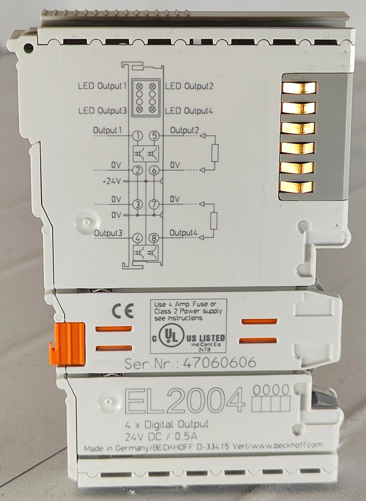Beckhoff EL2004 4x Digital Output Module 24V DC / 0.5A