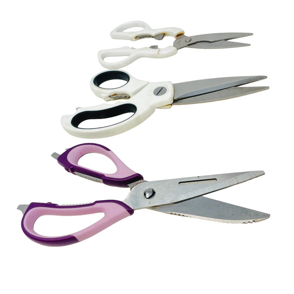 3 Pcs Assorted Kitchen Shears Stainless Steel, Multipurpose Scissors