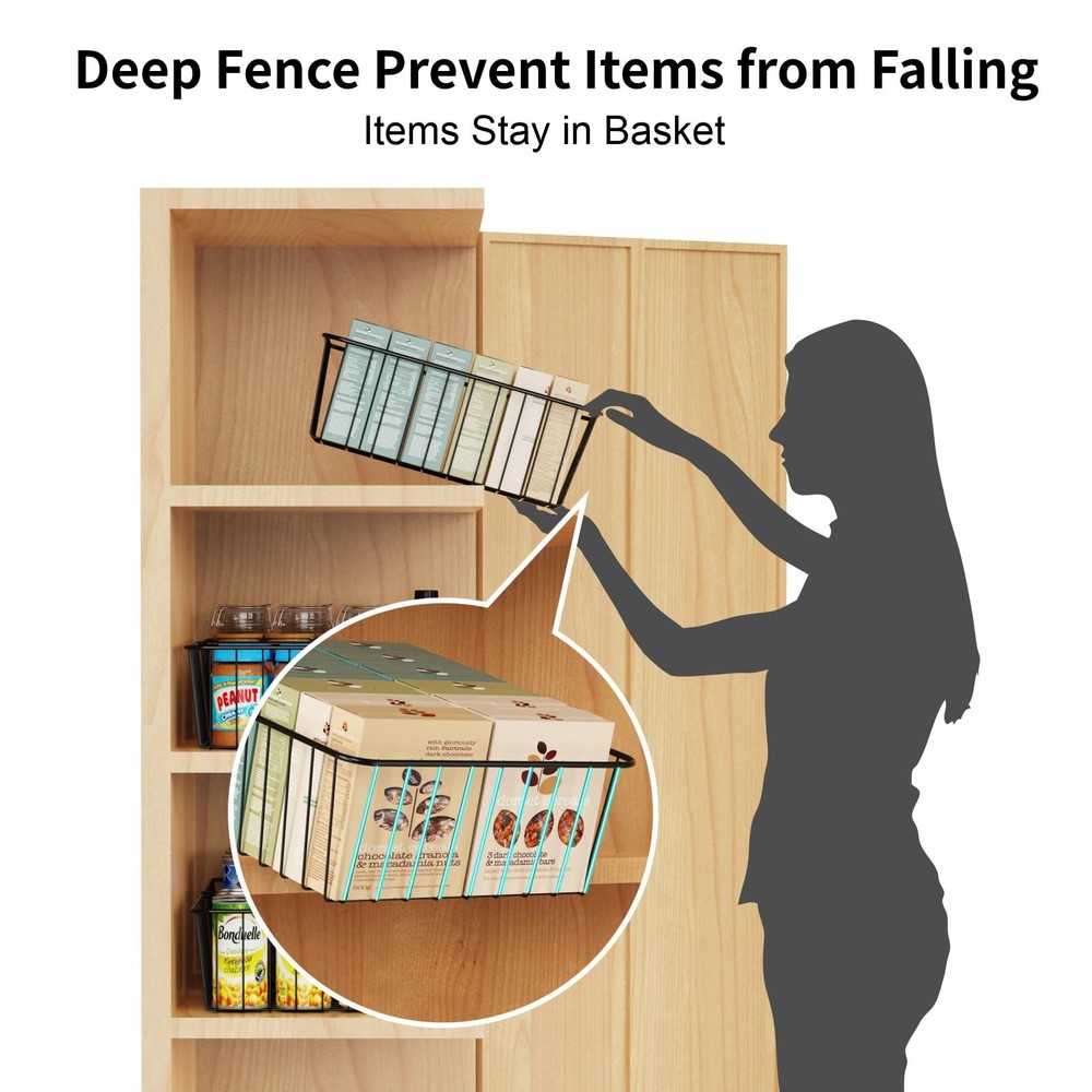 Wire Basket - 4 Pack Wire Storage Baskets Organizer Bins, Pantry Cabinet Shel...