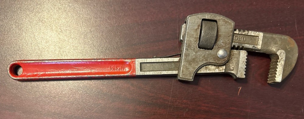 Vintage KompKard 10” Red Handle Pipe Wrench – Adjustable Plumbing Tool