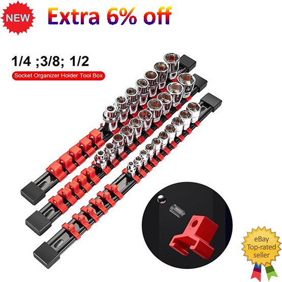 3Pcs Magnetic Socket Organizer Set Metric Socket Holder Tool Box Hold 43 Socke