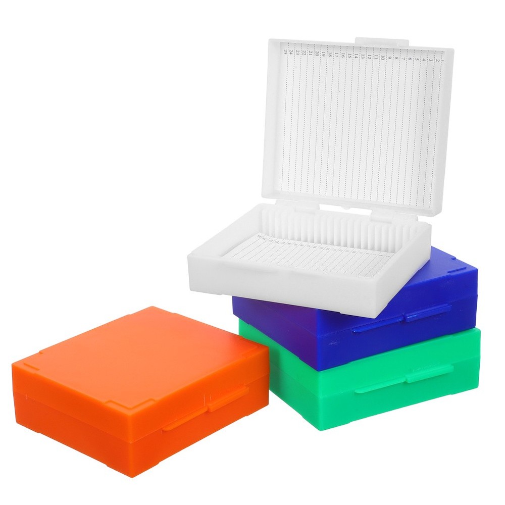4pcs Plastic Laboratory Slide Storage Boxes 25 Slots Microscope Slide Holder