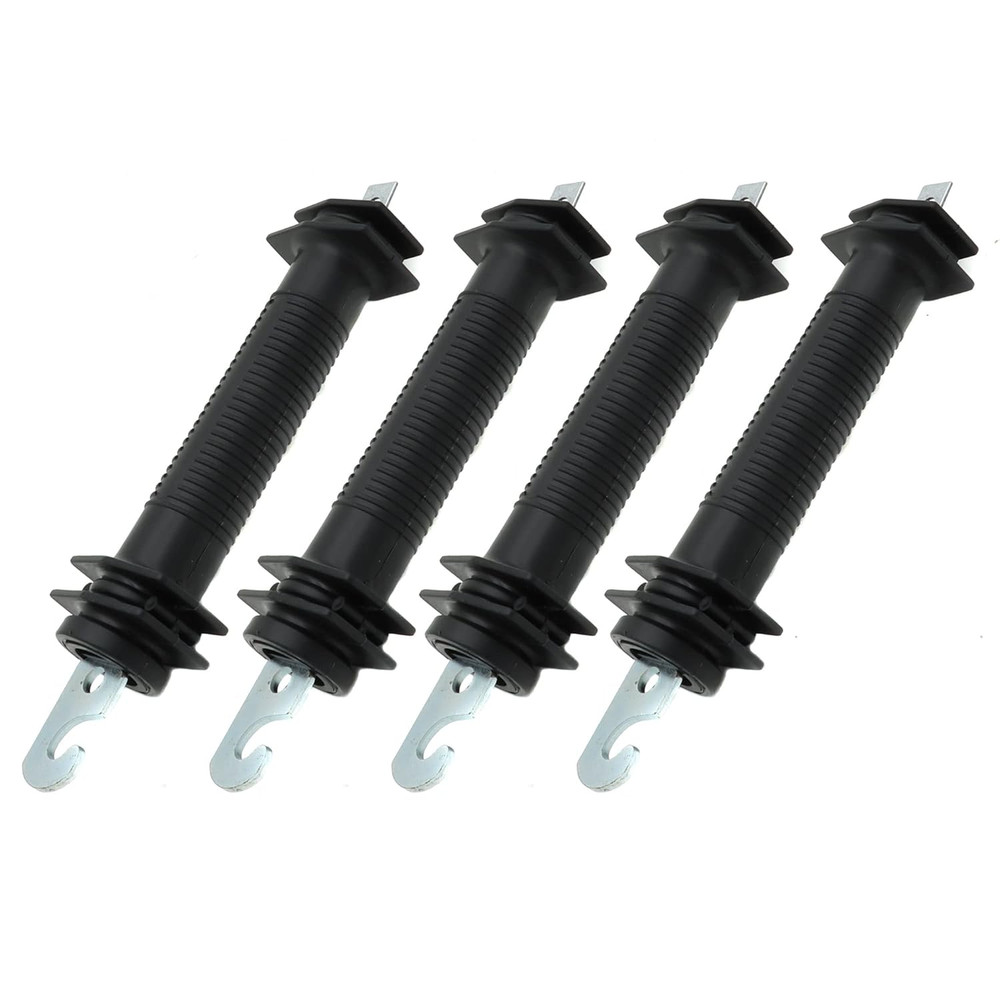 4 Pcs Heavy Duty Electric Fence Gate Handle Insulators with Spring (Black)