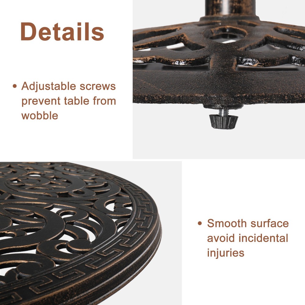 40in Garden Outdoor Cast Aluminum Round End Table Side Table for Backyard Pool