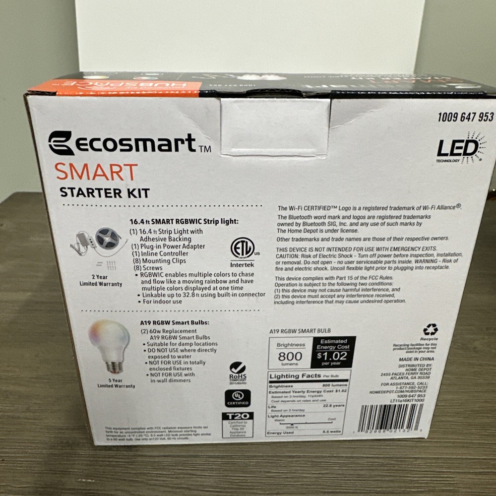 ecosmart SMART Starter Kit (Color Changing LED Strip Light & Smart Bulbs) - NEW