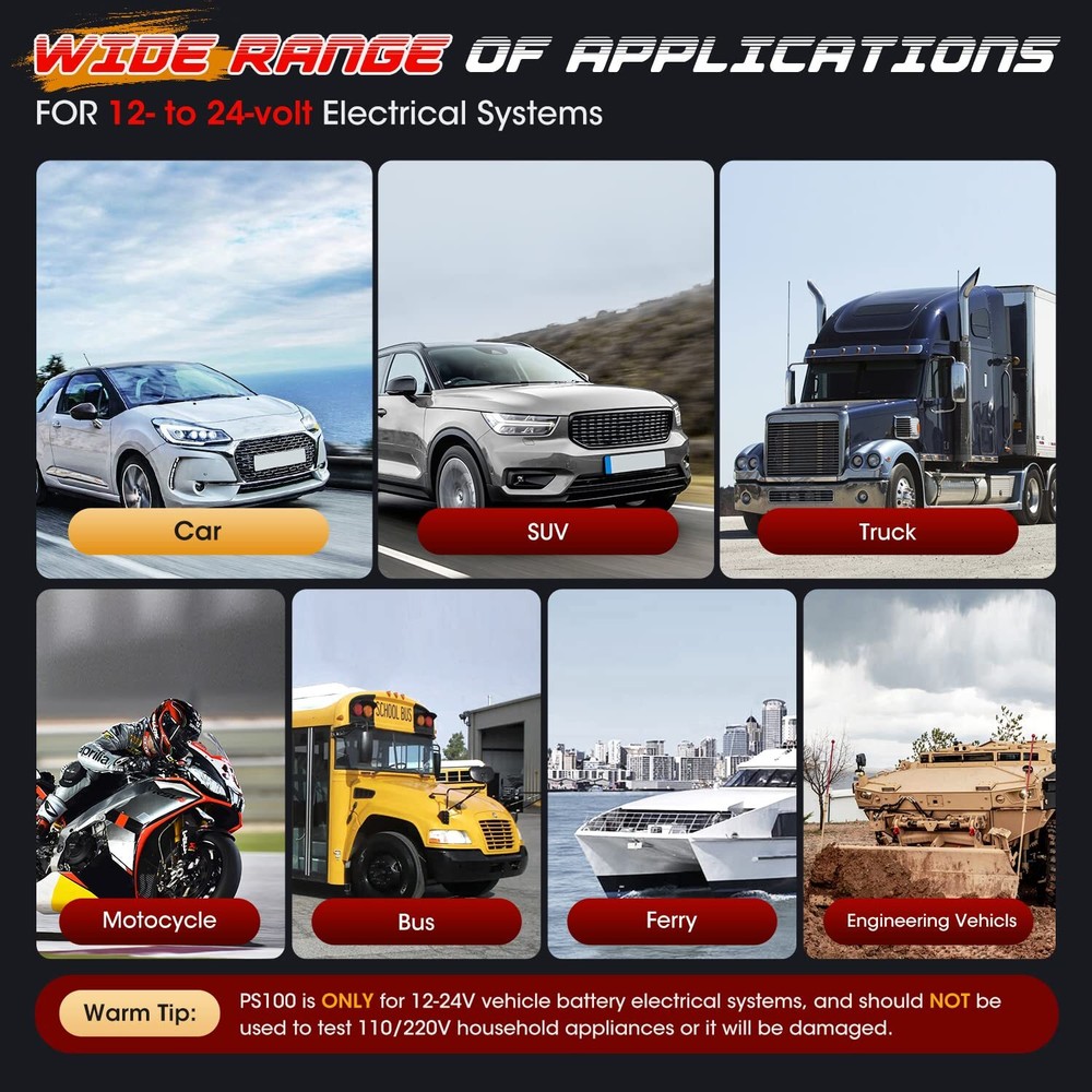 Autel Powerscan PS100 Car Power Circuit Tester Electrical System Diagnostic Tool