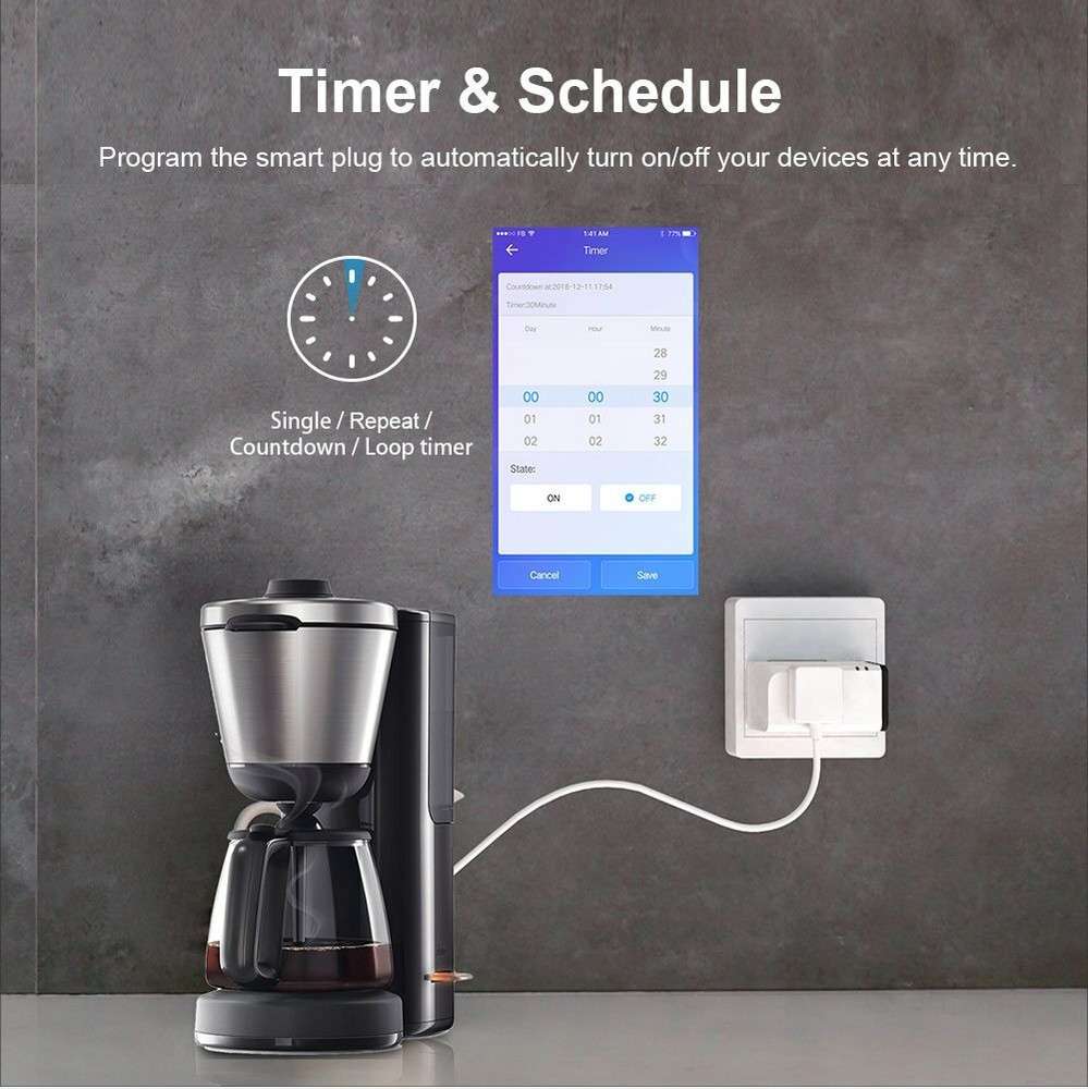 SONOFF S31 Lite 15A Wifi Socket Plug Wireless Smart Switch App Control for Alexa