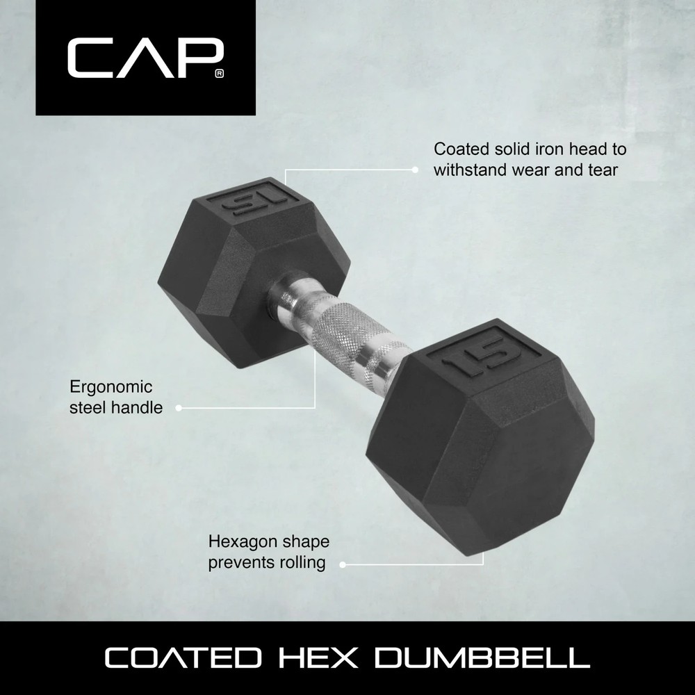 CAP Barbell, 80lb Coated Hex Dumbbell, Single