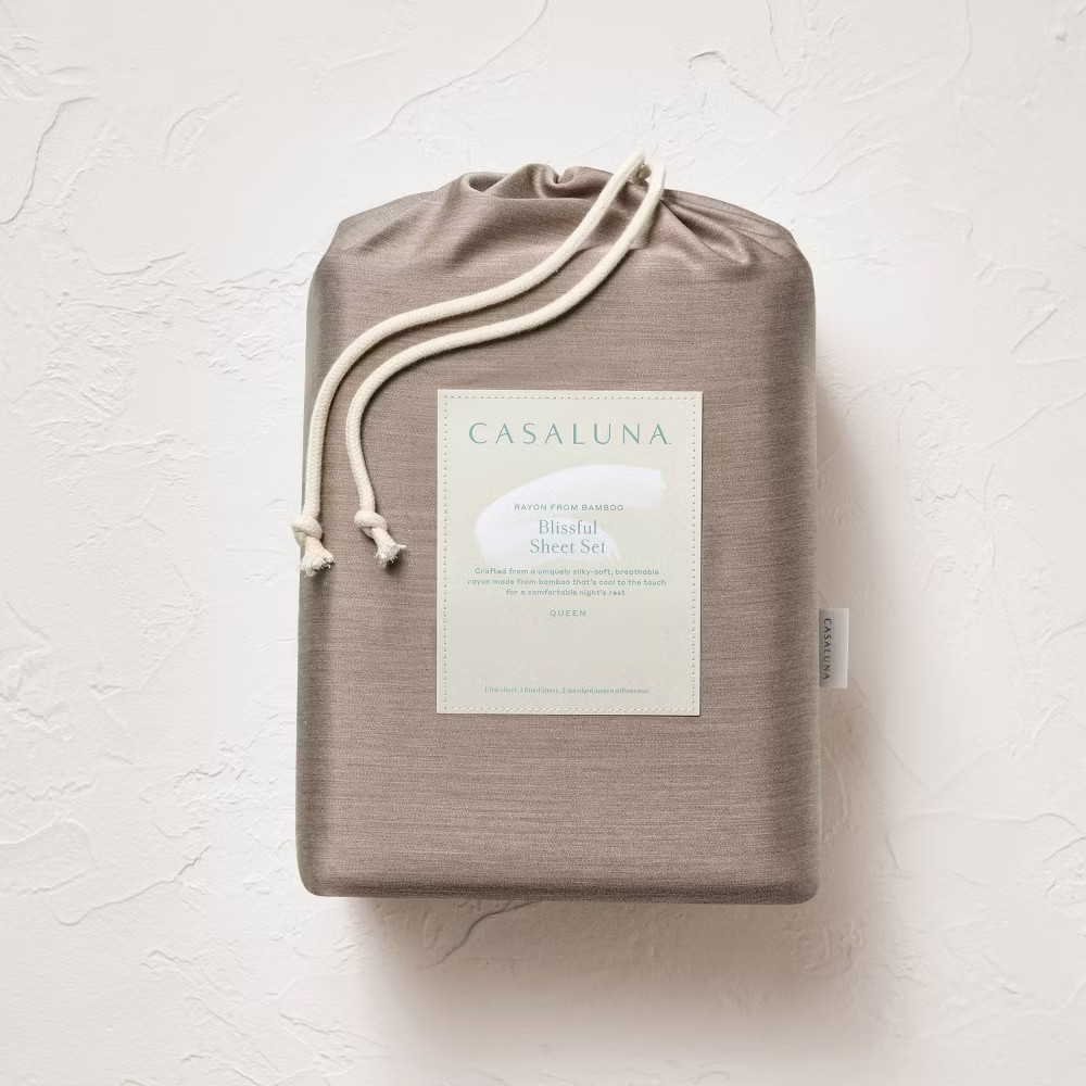 Queen 400 Thread Count Rayon from Bamboo Sheet Set Fig Brown -