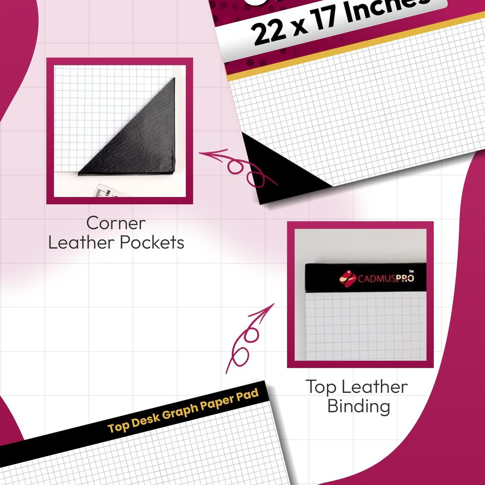 Top Desk Graph Paper Pad 22x17 Inch 50 Sheets DoubleSided Large Grid Drafting