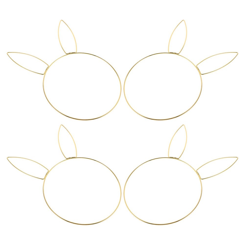 4 Pcs Rabbit Head Garland Bunny Ear Wire Wreath Easter Decorations