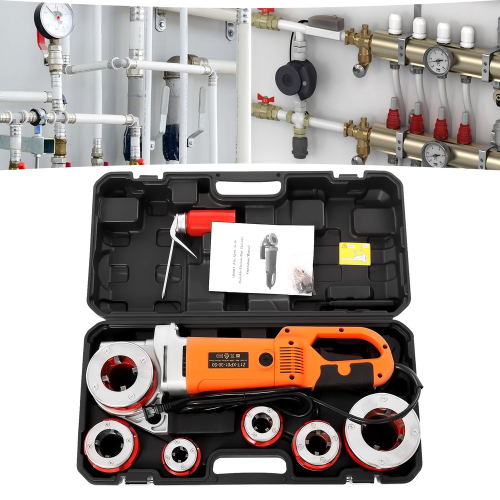 Handheld Electric Pipe Threader Threading Machine W/6 Pipe Cutter 1/2" - 2" USA