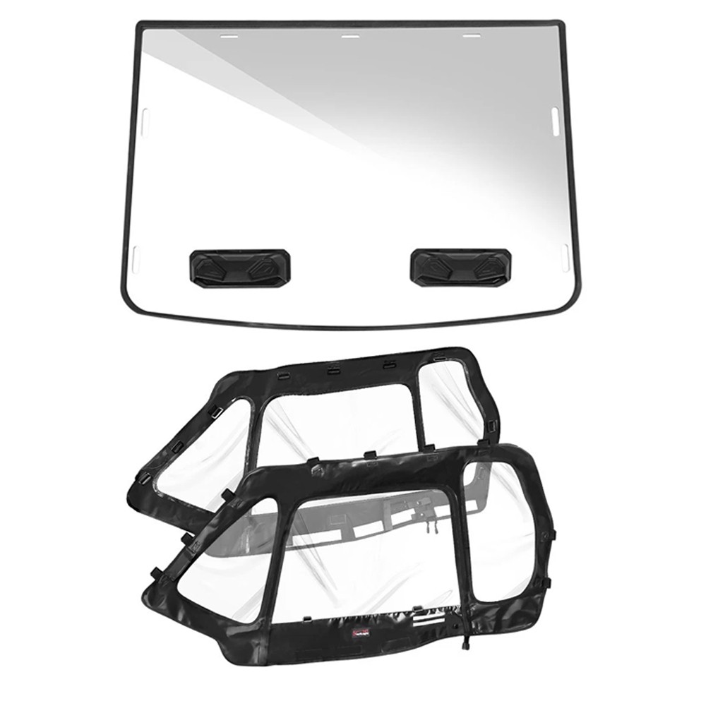 2pcs Vented Front Windshield Soft Upper Doors for Kawasaki Teryx KRX 1000 20-26