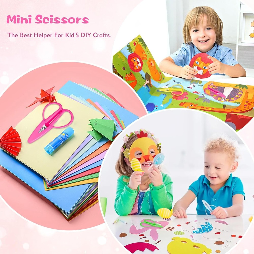 4 Pack Mini Scissors - Small Sharp Scissors All Purpose with Cover Tiny Detail S