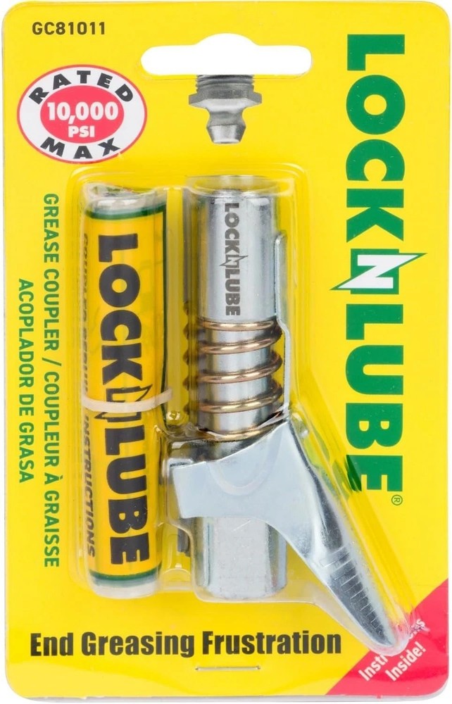 Effortless Greasing with the 10,000 PSI Locking Grease Coupler - Compact Design