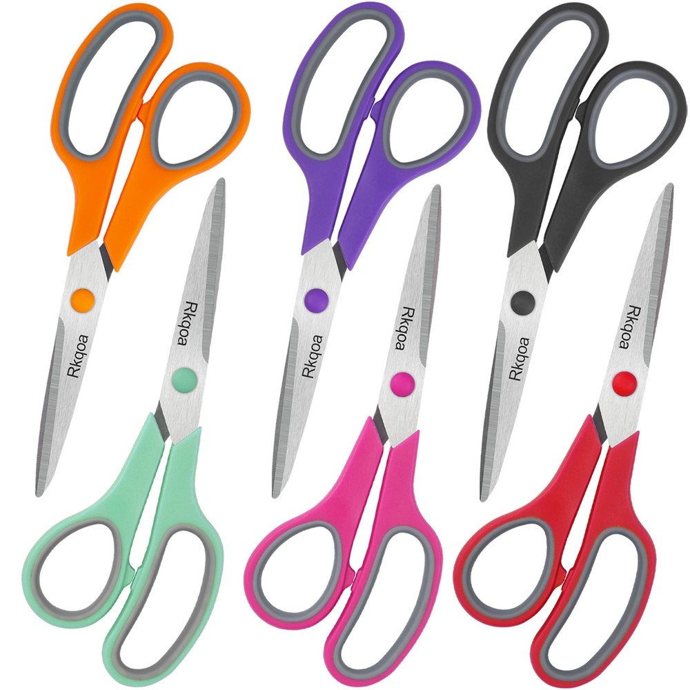 Scissors, Rkqoa 8" Scissors All Purpose 6 Pack - Multicolor 6