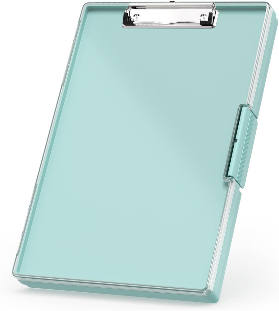 Plastic Clipboard with Storage, Side Opening with 2 Compartment, Size 13.3 X 9.4