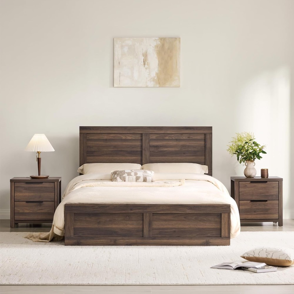 Queen Wood Bedroom Set with 2 Night