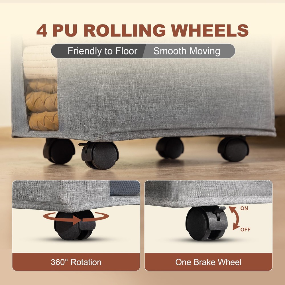 Laundry Hamper Wheels Rolling Basket Clear Window Collapsible Gray 1 PCS
