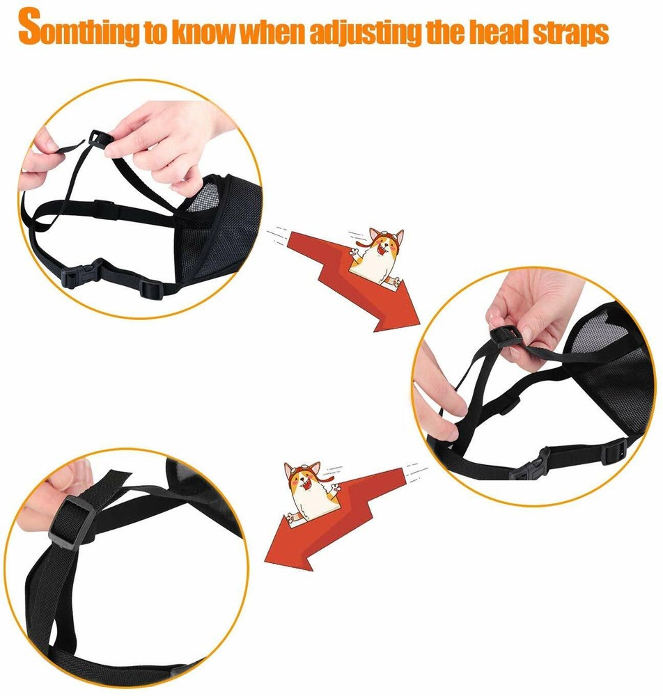 Lepark Nylon Mesh Dog Muzzle With Overhead Strap Small Black