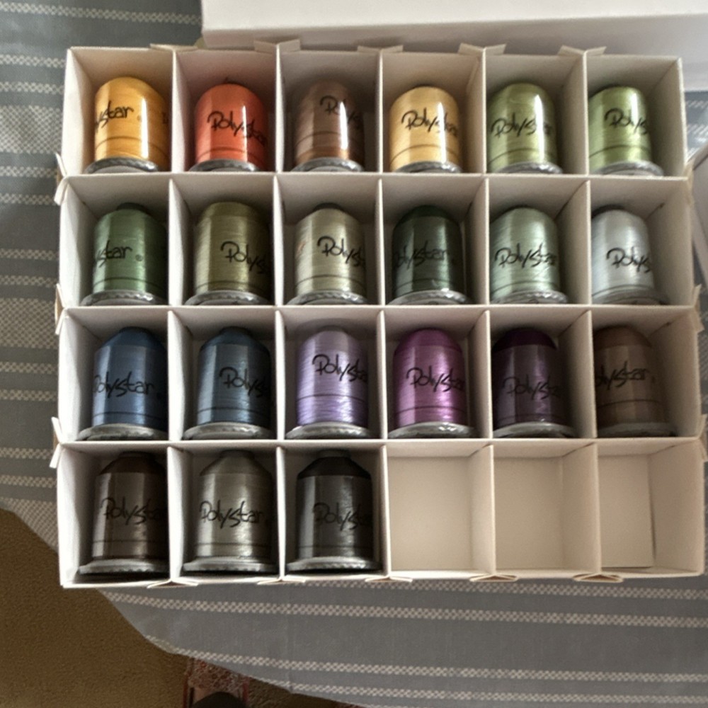 Polystar Polyester Embroidery Thread Set 50s/1000m Assorted Colors - 43 spools