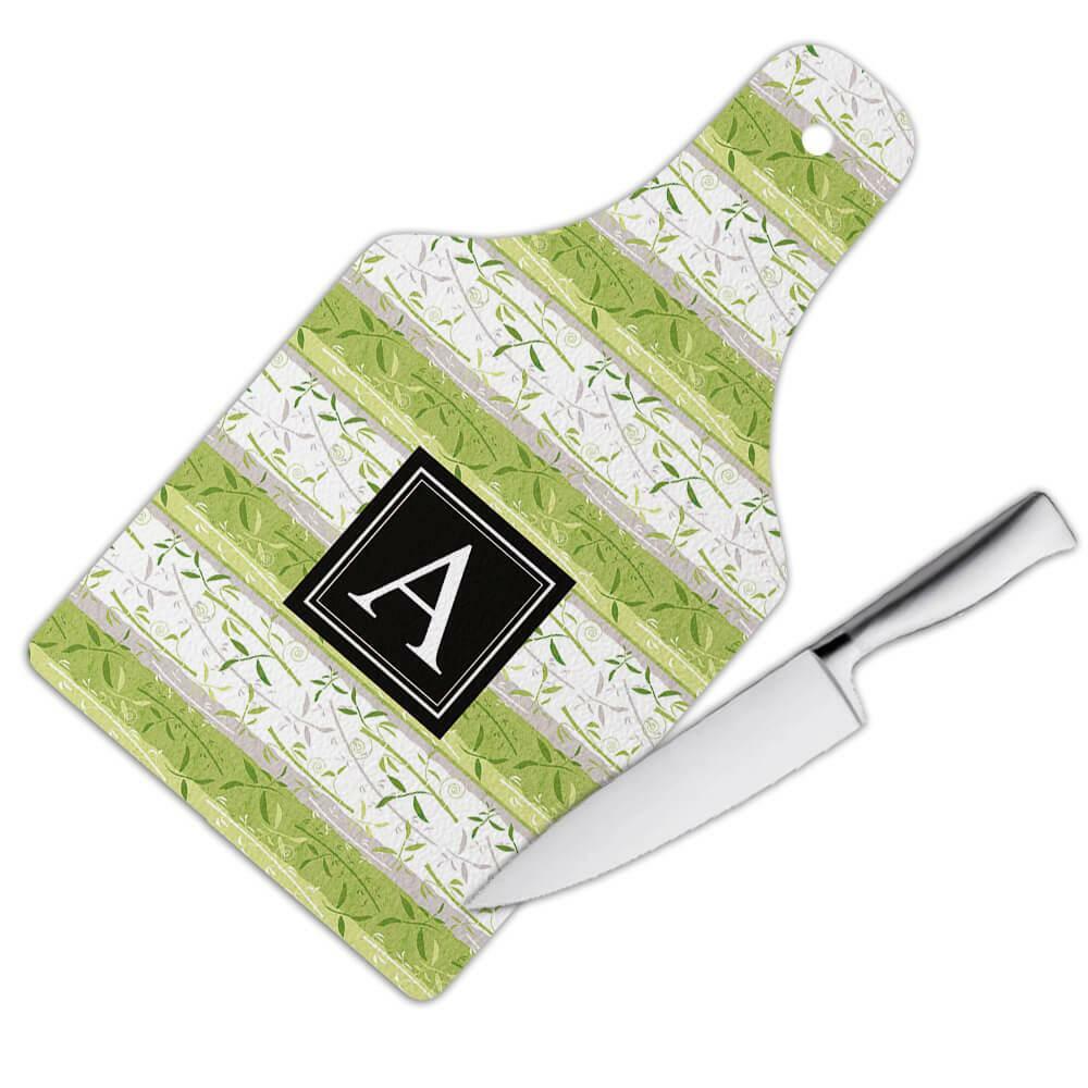Gift Cutting Board : Bamboo Sticks Leaves Greenery Plants Pattern Home Garden